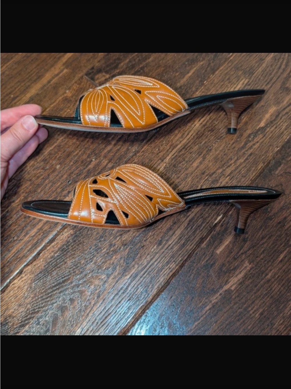 NWOT Cole Haan Leather Kitten Heel Slide Sandals
